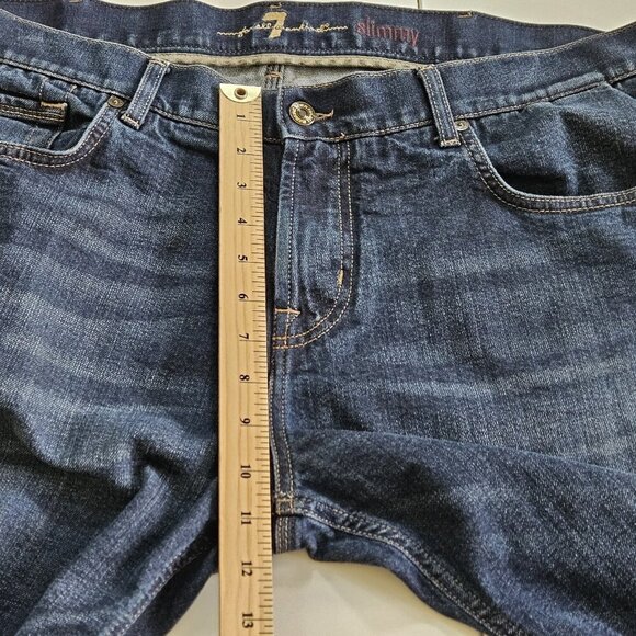 7 For All Mankind Jeans Mens 40x32 Dark Blue Slimmy SMSU980FY Denim Western Boho - Picture 6 of 16